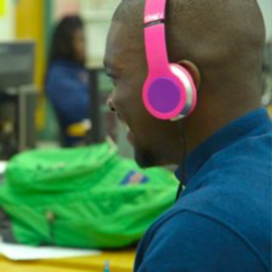 Student with headphones
